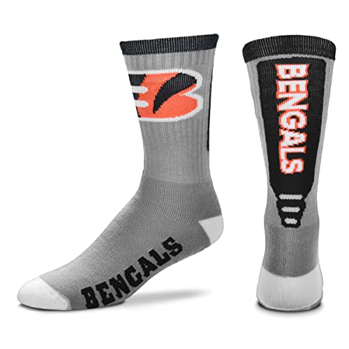 FBF - NFL Erwachsene Team Logo Cool Grey Jump Key Crew Kleid Socken Schuhe für Männer und Frauen Game Day Bekleidung - Größe L 10-13, Cincinnati Bengals, Large von For Bare Feet