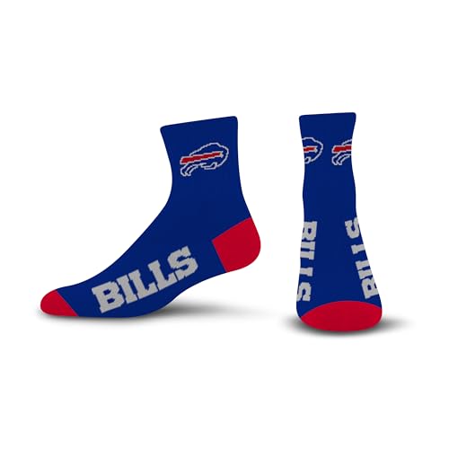 FBF - NFL Team Color Quarter Dress Socken Schuhe für Männer und Frauen Game Day Bekleidung Größe L 10-13, Buffalo Bills, Large von For Bare Feet