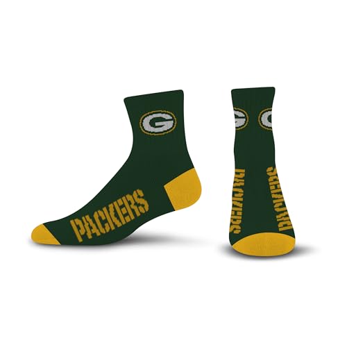 FBF - NFL Team Color Quarter Dress Socken Schuhe für Männer und Frauen Game Day Bekleidung Größe L 10-13, Green Bay Packers, Large von For Bare Feet