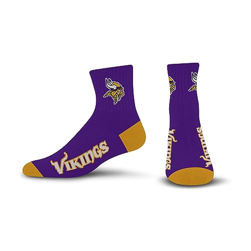 FBF - NFL Team Color Quarter Dress Socken Schuhe für Männer und Frauen Game Day Bekleidung Größe L 10-13, Minnesota Wikinger, Large von For Bare Feet