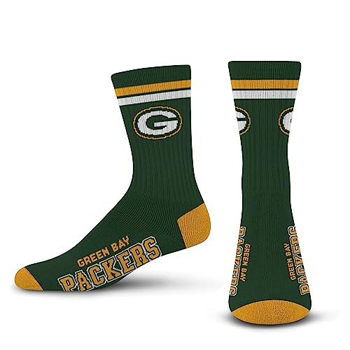FBF - Offizielle NFL 2 Streifen Erwachsene Team Logo & Farben Crew Kleid Socken Schuhe für Männer und Frauen Game Day Bekleidung, Green Bay Packers, Large von For Bare Feet