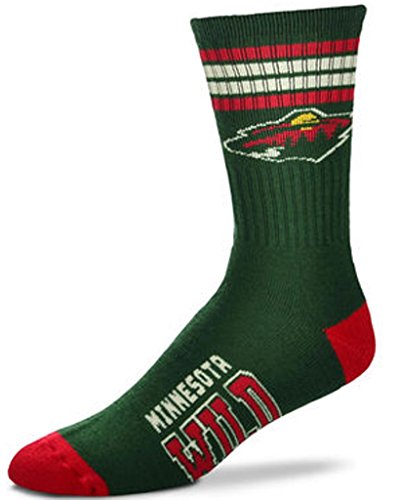 For Bare Feet FBF Minnesota Wild 4 Stripe Crew NHL Socken Grün, L von For Bare Feet