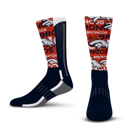 For Bare Feet NFL Herren Damen Team Color Logo Game Day Montage Performance Warm & Cold Weather Comfort Crew Socken, Denver Broncos - Navy, Medium For Bare Feet NFL Herren Damen Team Color Logo Game Day Montage Performance Warm & Cold Weather Comfort Crew Socken, Denver Broncos - Navy, Medium von For Bare Feet