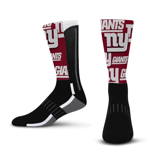 For Bare Feet NFL Herren Damen Team Color Logo Game Day Montage Performance Warm & Cold Weather Comfort Crew Socken, New York Giants – Schwarz, Medium von For Bare Feet