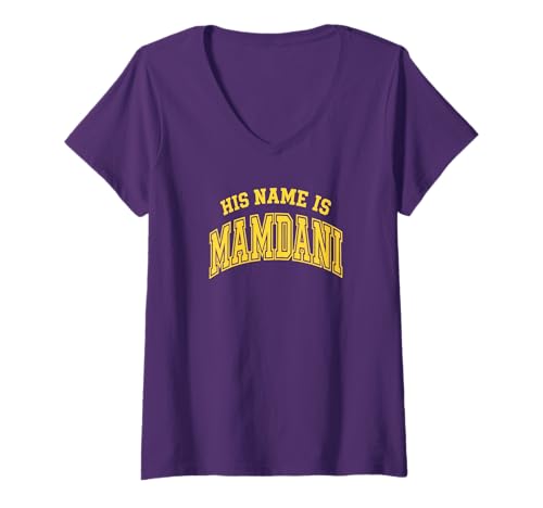 Damen Sein Name ist Zohran Mamdani Meme, Bürgermeister von New York, Graphic T-Shirt mit V-Ausschnitt Damen Sein Name ist Zohran Mamdani Meme, Bürgermeister von New York, Graphic T-Shirt mit V-Ausschnitt von For Change