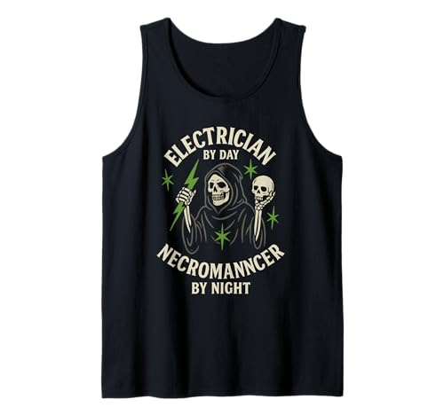 Herren Elektriker bei Tag Nekromant bei Nacht Halloween Tank Top Herren Elektriker bei Tag Nekromant bei Nacht Halloween Tank Top von For Electrician Halloween