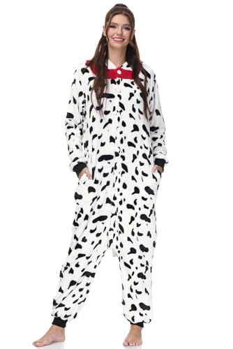 For G and PL Dalmatiner Kostüm für Erwachsene Animal Karneval Karneval Party Cosplay Jumpsuit Damen Schwarz Weiß M von For G and PL