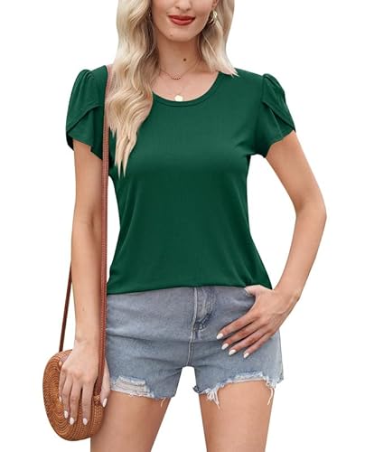 For G and PL Oberteil Damen Damen Oberteil Oberteil Damen Kurzarm Damen Tshirt top Damen Damen Oberteile Waldgrün M von For G and PL