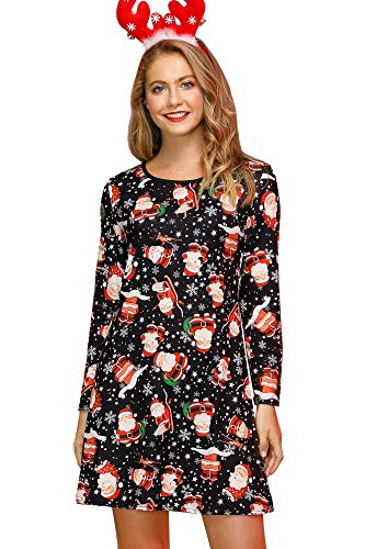 For G and PL Damen Ugly Weihnachtskleid Xmas Kleid Weihnachten Print Elch Drucken Partykleid Xmas Festlich XL von For G and PL