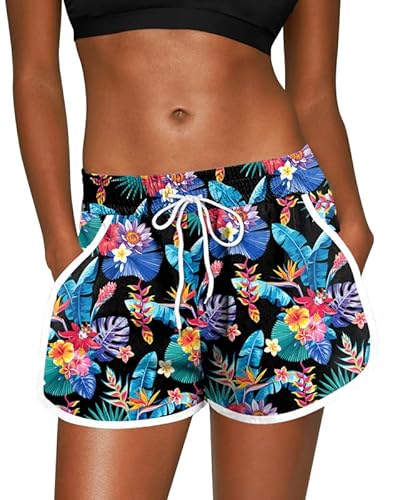 For G and PL Damen Summer Shorts Tropitisch Mit Board Und Mustern Boardshorts Blume tropisch XXL von For G and PL