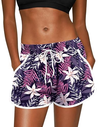 For G and PL Damen Summer Shorts Tropitisch Mit Board Und Mustern Boardshorts Blumen Lilie XXL von For G and PL