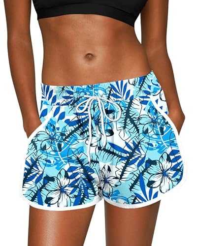 For G and PL Damen Summer Shorts Tropitisch Mit Kordelzug Und Printing Boardshort Hellblau XXL von For G and PL