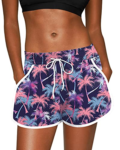 For G and PL Damen Summer Shorts Tropitisch für Surfen und Print Bademode Violett M von For G and PL