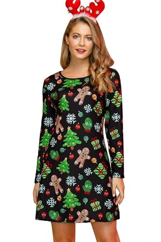 For G and PL Damen Ugly Weihnachtskleid Xmas Kleid Weihnachten Print Elch Drucken Partykleid Xmas Kleidung XL von For G and PL