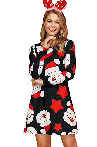 For G and PL Damen Ugly Weihnachtskleid Xmas Kleid Weihnachten Print Elch Drucken Partykleid Xmas Kleider Kostüm XL von For G and PL