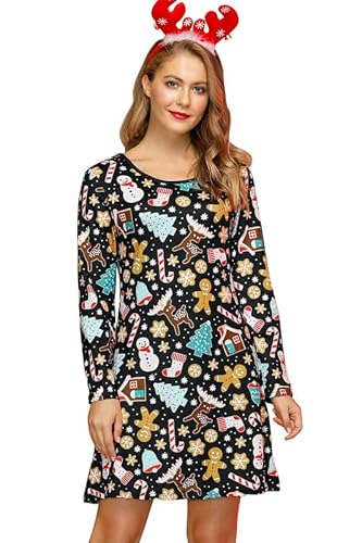 For G and PL Damen Ugly Weihnachtskleid Xmas Kleid Weihnachten Print Elch Drucken Partykleid Xmas Kostüm XL von For G and PL