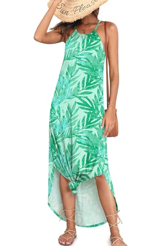 For G and PL Damen Sommerkleid vielseitig entspannt Maxikleid fließend leicht sommerlich Casual-Kleid Zyan XXL von For G and PL