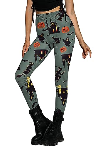 For G and PL Halloween Drucken Schlank Fit Skinny Hosen Leggings Frauen Leggins Elastizität Fledermaus M von For G and PL