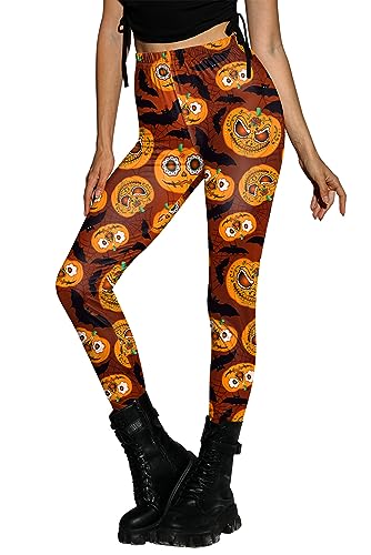 For G and PL Halloween Drucken Schlank Fit Skinny Hosen Leggings Sexy Leggins Elastizität Kürbis XL von For G and PL