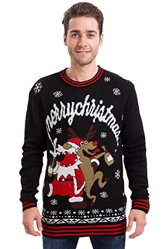 For G and PL Weihnachten Herren Xmas Weich Weihnachtspullover Party Langarm Christmas Strickpullover Elch XXL von For G and PL