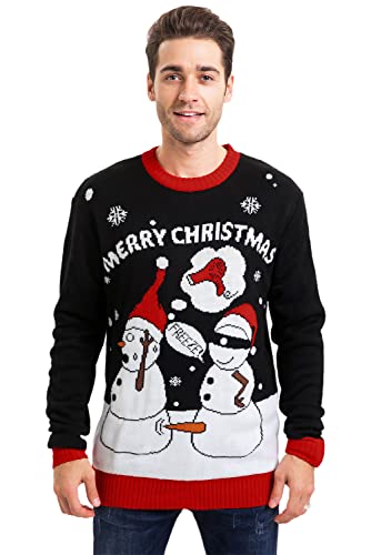 For G and PL Weihnachten Herren Rundhals Weihnachtspullover Langarm Christmas Party Strickpullover Schneemann XXL von For G and PL