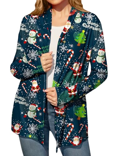 For G and PL Strickjacke Frauen Lang Elegant Cardigan Weihnachten Schneeflocke Open Front Pullover Bluse M von For G and PL