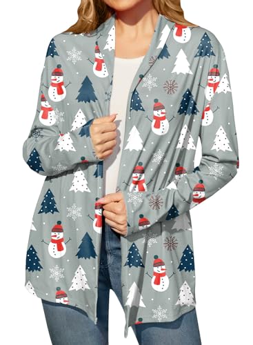 For G and PL Strickjacke Frauen Lang Elegant Cardigan Weihnachten Schneeflocke Open Front Pullover Bluse M von For G and PL