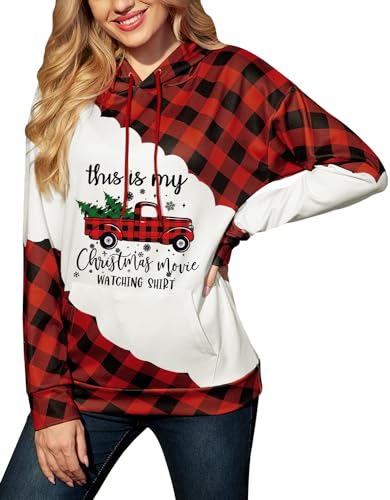 For G and PL Weihnachten Damen Hoodie Weihnachtspullover Sweatshirt Langarm Bedruck Kapuzenpullover XXL von For G and PL