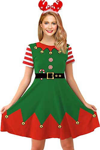 For G and PL Weihnachten Damen Kleider Midi Weich Kleid Lustig Druck Schneemann XL von For G and PL