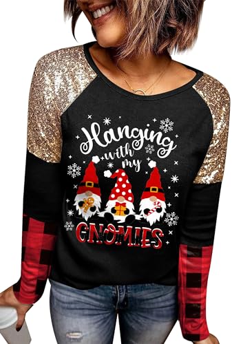 For G and PL Weihnachten Damen Party Top Pullover Druck Langarmshirt Weihnachtsmann Weihnachtspullover S von For G and PL