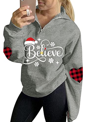 For G and PL Weihnachten Damen Langarm Hoodie Weihnachtspulli Sweatshirt Kapuzen Festlich Druck Pullover M von For G and PL