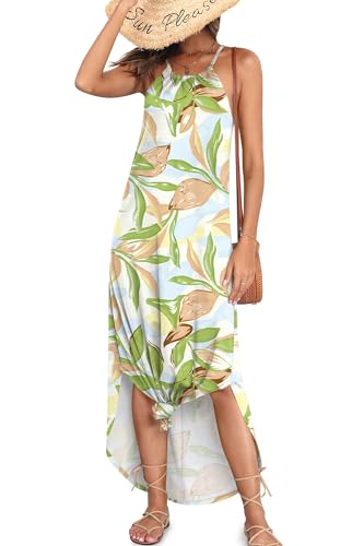 For G and PL Damen Sommerkleid luftig Strandkleid Maxikleid entspannt Maxikleid leicht Avocado Grün XXL von For G and PL