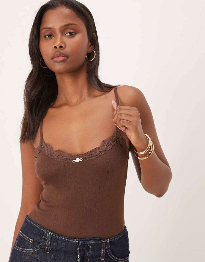 For Love & Lemons - Elliana - Body in Schokobraun-Brown von For Love & Lemons