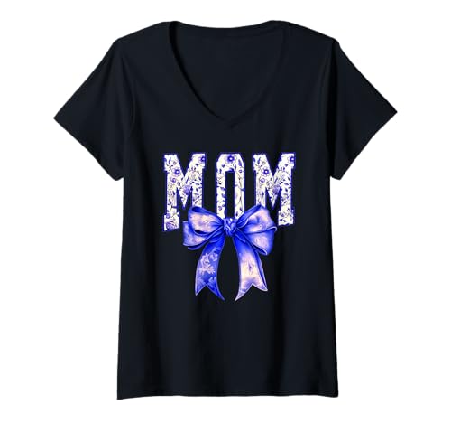 Damen Mom Flower Bow Bold Text for New Moms Mother's Day Floral T-Shirt mit V-Ausschnitt Damen Mom Flower Bow Bold Text for New Moms Mother's Day Floral T-Shirt mit V-Ausschnitt von For Moms