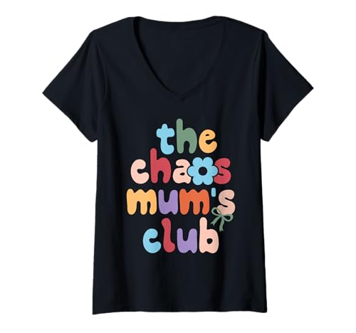 Damen Berufstätige Mütter — CEO Busy Tired Funny The Chaos Mums Club T-Shirt mit V-Ausschnitt Damen Berufstätige Mütter — CEO Busy Tired Funny The Chaos Mums Club T-Shirt mit V-Ausschnitt von For Mum Inspire Retro