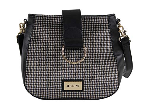 For Time Damen Pata De Gallo Small bandolera, Schwarz, 8x21x24 centimeters (W x H L) EU von For Time