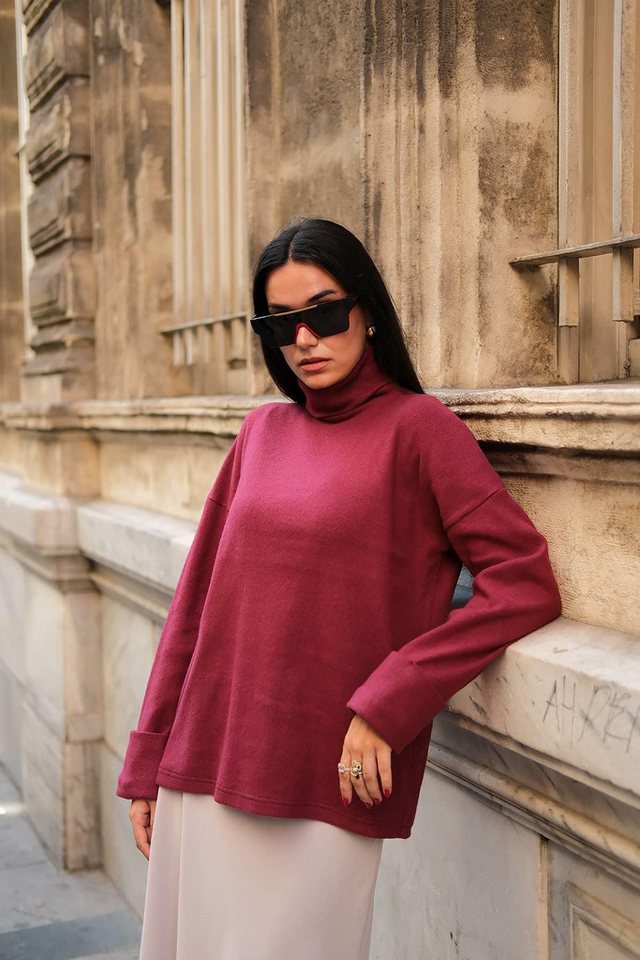 For You Moda Blusentop Fischerkragen Burgunder Bluse von For You Moda