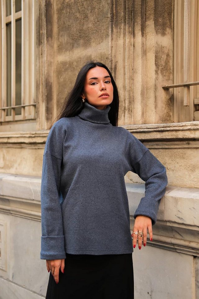 For You Moda Blusentop Indigo Fischerbluse - Detaillierter Ausschnitt von For You Moda