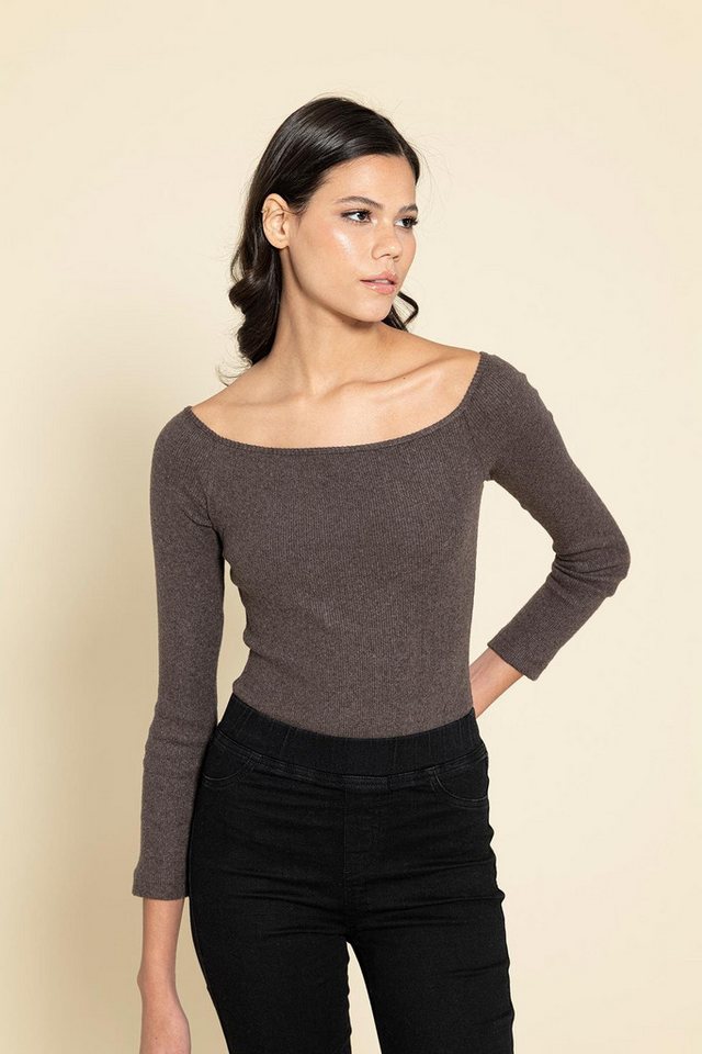 For You Moda Blusentop Offene Hals Kaskadierende Stein Bluse von For You Moda