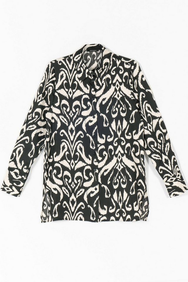 For You Moda Hemdbluse Gemustertes Satin-Schwarzes Hemd von For You Moda