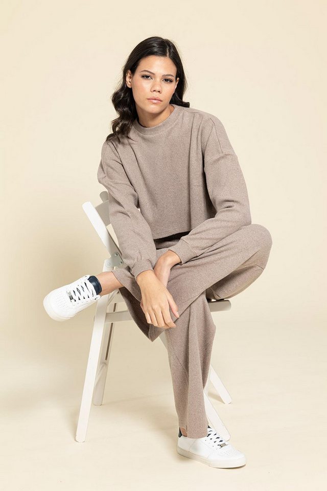 For You Moda Blusentop Gekürztes Taschenbraunes Hosen-Set von For You Moda