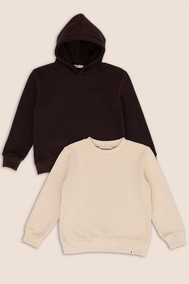For You Moda Kapuzenpullover 2-teiliges Beige Kapuzen Kaffee Fahrrad Jungen Sweatshirt Set von For You Moda