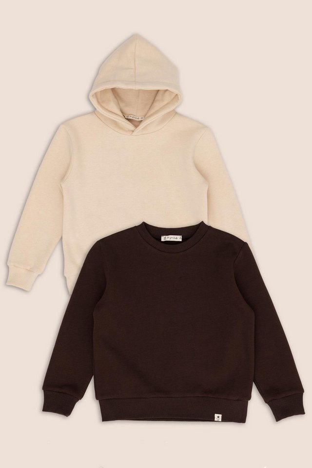 For You Moda Kapuzenpullover 2-teiliges braunes Kapuzen-Kaffee-Fahrrad-Hals Mädchen Sweatshirt-Set von For You Moda