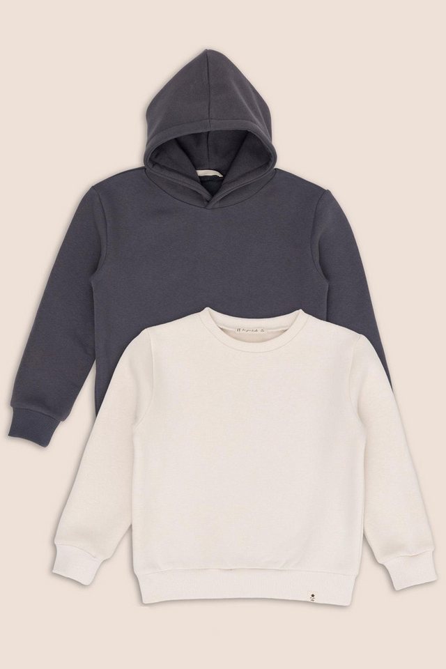 For You Moda Kapuzenpullover 2er-Pack Grau Kapuzen Ecru Fahrrad Hals Mädchen Sweatshirt von For You Moda