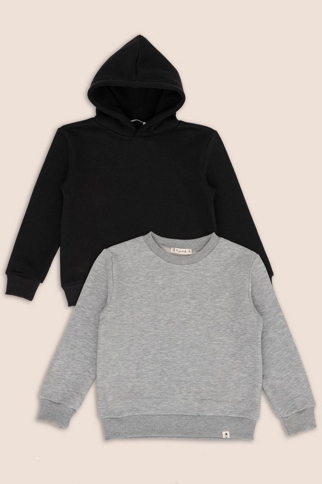 For You Moda Kapuzenpullover 2er-Pack Schwarzer Kapuzen Grau Fahrrad Jungen Pullover von For You Moda