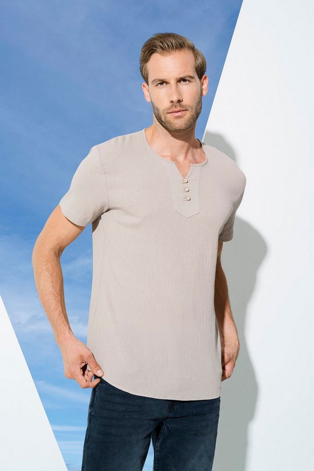 For You Moda Karohemd Bio 3-Knopf Kurzarm Stein Hemd von For You Moda