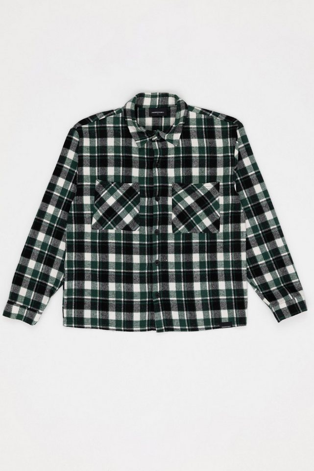 For You Moda Karohemd Grünes Oversize-Karohemd mit Doppeltasche von For You Moda