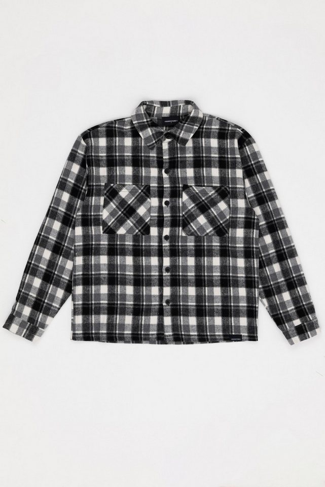 For You Moda Karohemd Schwarzes Oversized-Karohemd mit Doppeltasche von For You Moda