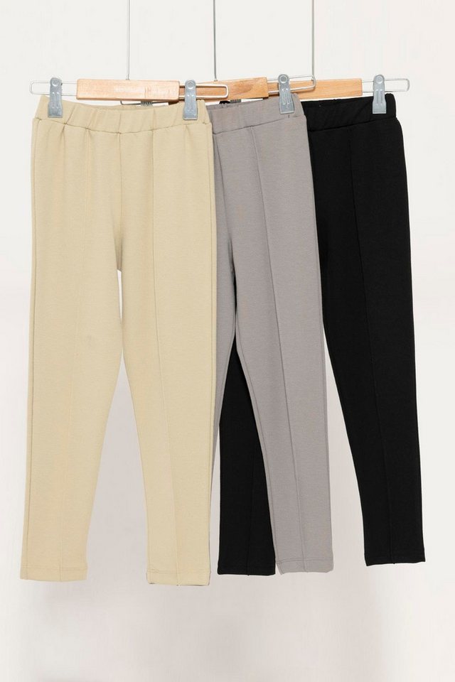 For You Moda Leggings 3-teilige Beige Grau Schwarz Lycra Interlock Leggings von For You Moda