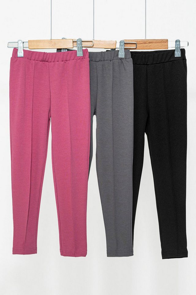 For You Moda Leggings 3-teilige Fuchsia Grau Schwarz Lycra Interlock Leggings von For You Moda